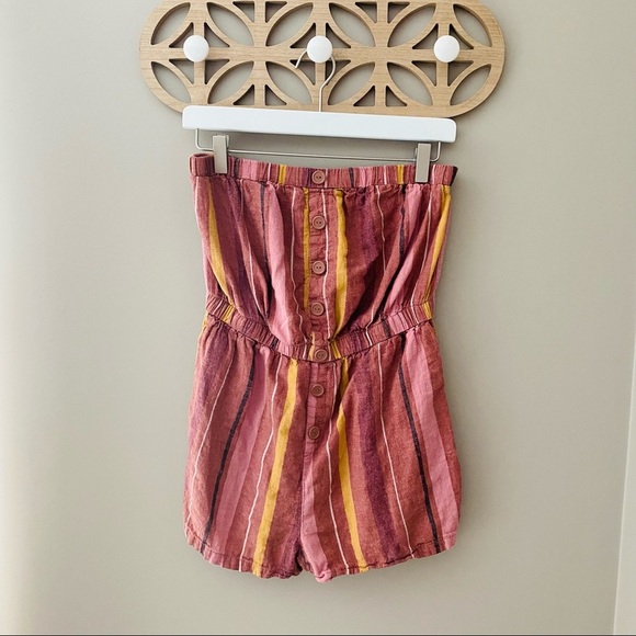 Urban Outfitters Striped Romper Pink Sz Medium - Picture 1 of 8